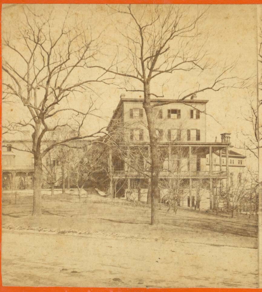 B7504~ NEW YORK City Mount St Vincent Hotel Central Park 1860s/70s Stereoview