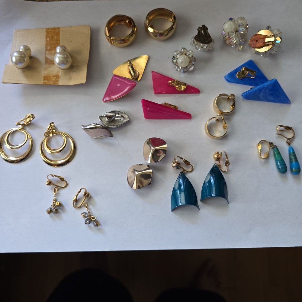 Vintage 80s Clip On Earrings Lot Of 14 Pairs