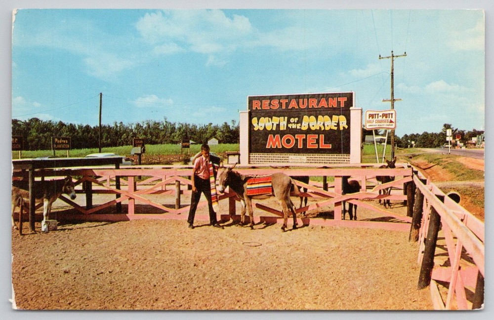 South of the Border SC Postcard - Pedro's Burros - Dexter Chrome Vintage