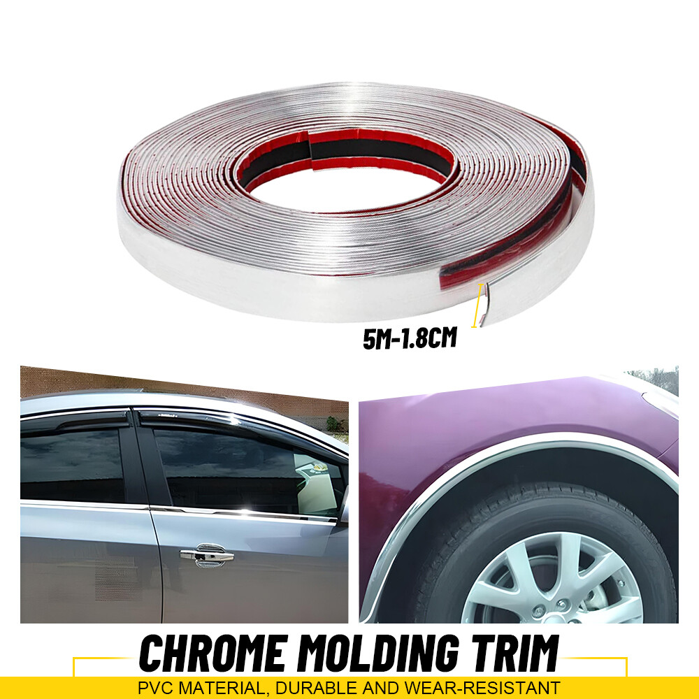 0.7in Chrome Trim Molding Strip Car Door Window Bumper Side Trime Protector 16ft