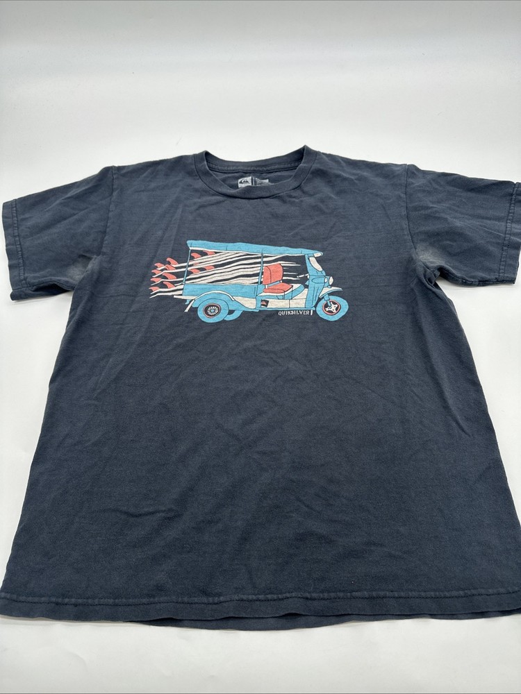 Quicksilver T-Shirt Youth Boy X-Large Graphic Print Logo Gray ..#30329