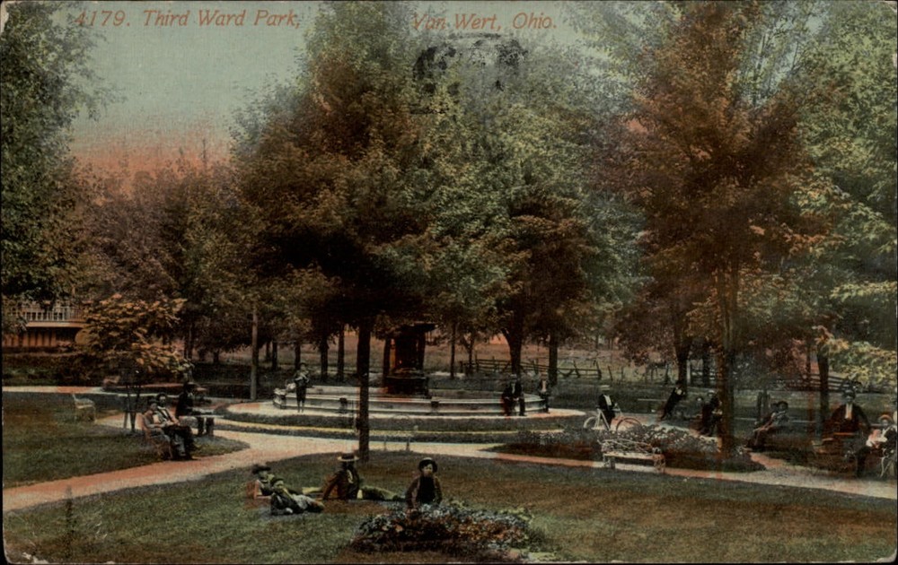 Van Wert Ohio Third Ward Park 1910s fashion mailed 1911 vintage postcard