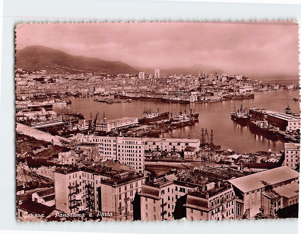 Postcard Panorama e Porto Genoa Italy