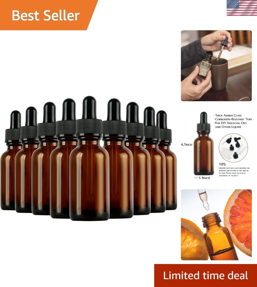 2 Oz UV-Protective Glass Dropper Bottles for Essential Oils - 24 Pack