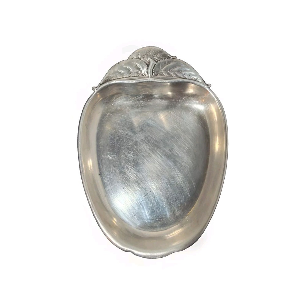 Wallace Sterling Silver Tray Apple Shaped with Stem and Leaves #4453