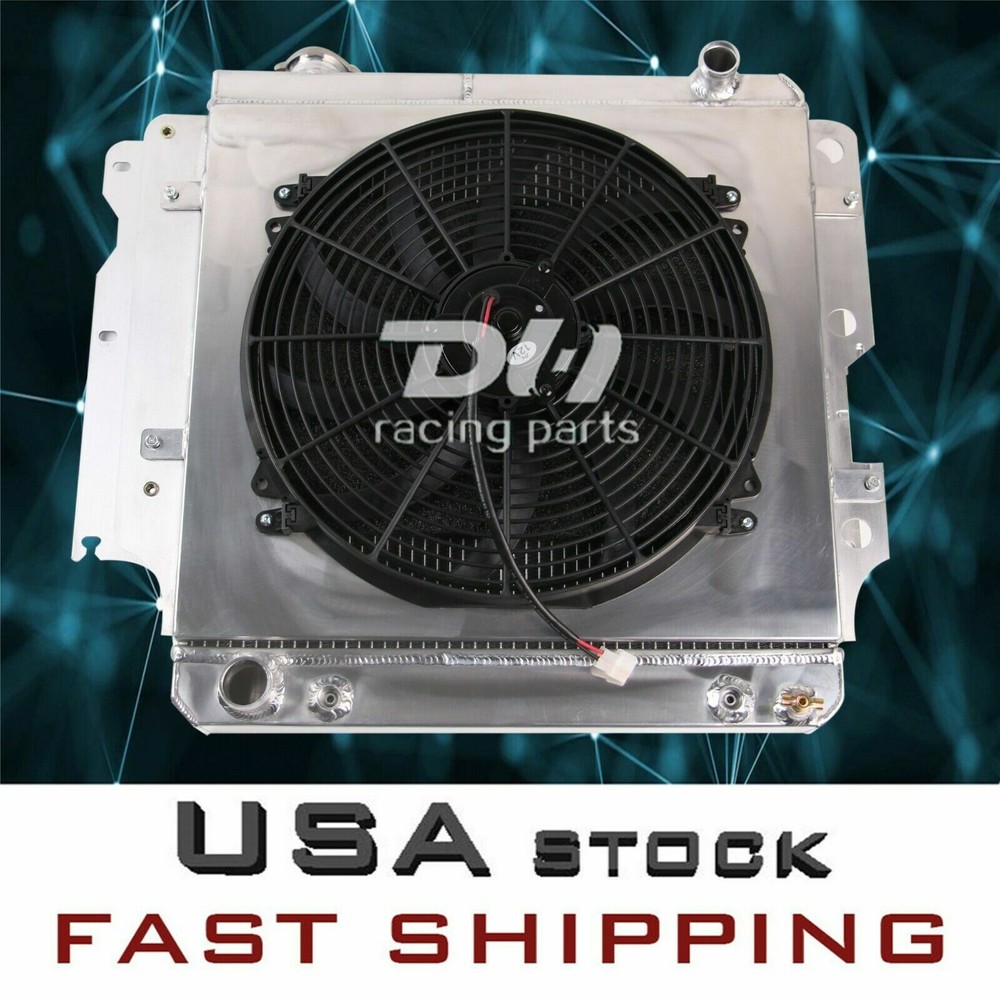 4 Row Radiator+Shroud Fan For 1987-2006 Jeep Wrangler TJ YJ 4.0L l4 l6 Aluminum
