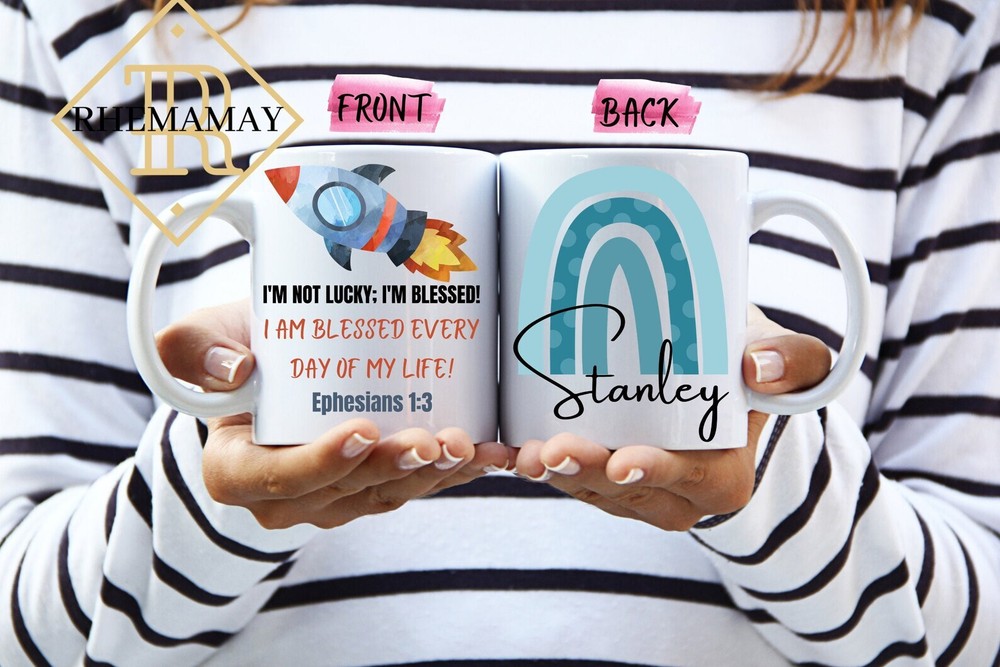 Personalized Kid Cup Rainbow Mug Christian Mug Small Mug Custom Name Mug Large