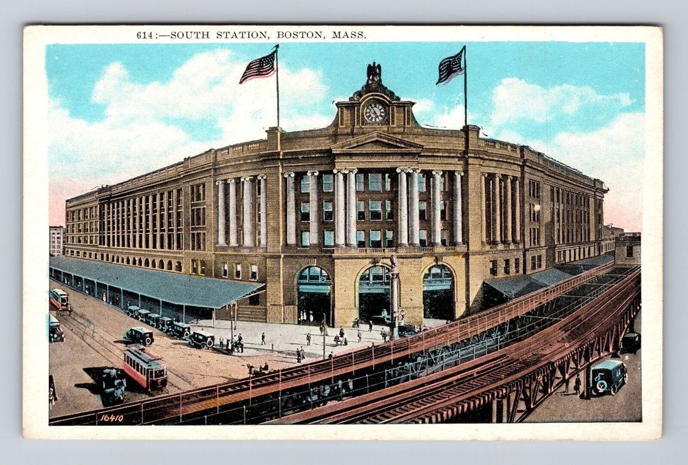 Boston MA-Massachusetts, South Station, Antique, Vintage Souvenir Postcard