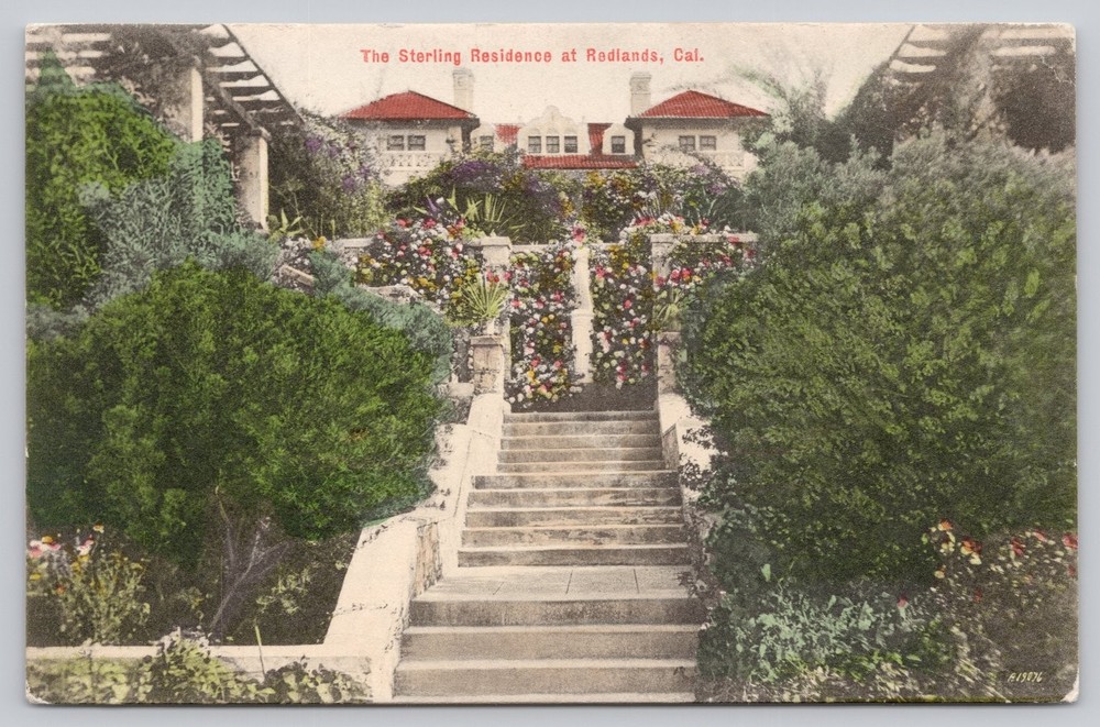 Redlands California Sterling Residence Steps M. Rieder Postcard c1910