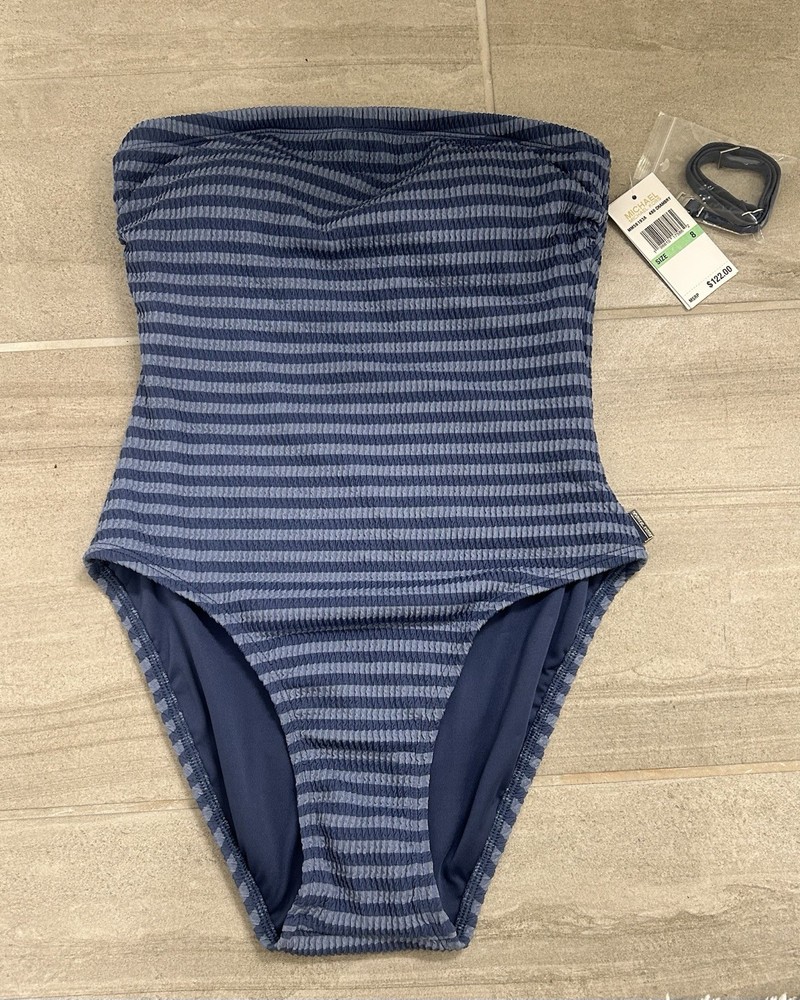Michael Kors textured striped one piece. Size 8