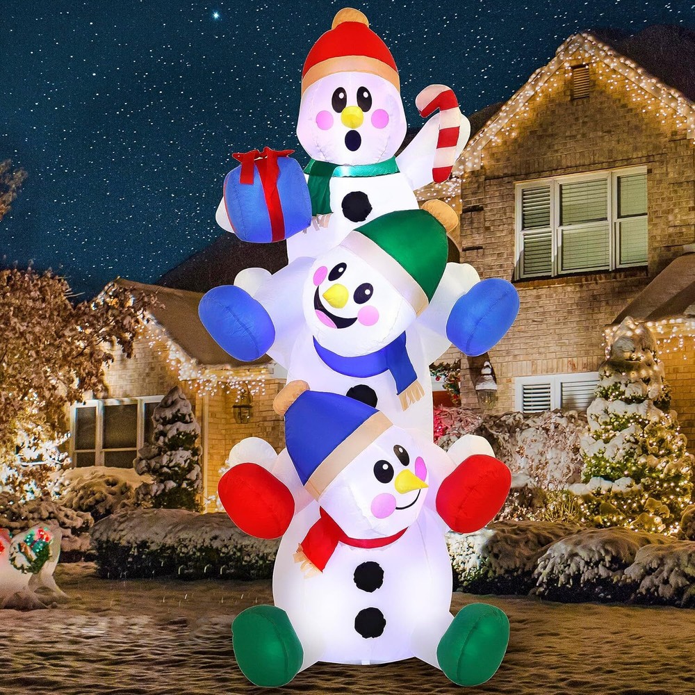 Joiedomi 6 FT Christmas Inflatable Stacked Snowman with Build-in LEDs Blow Up