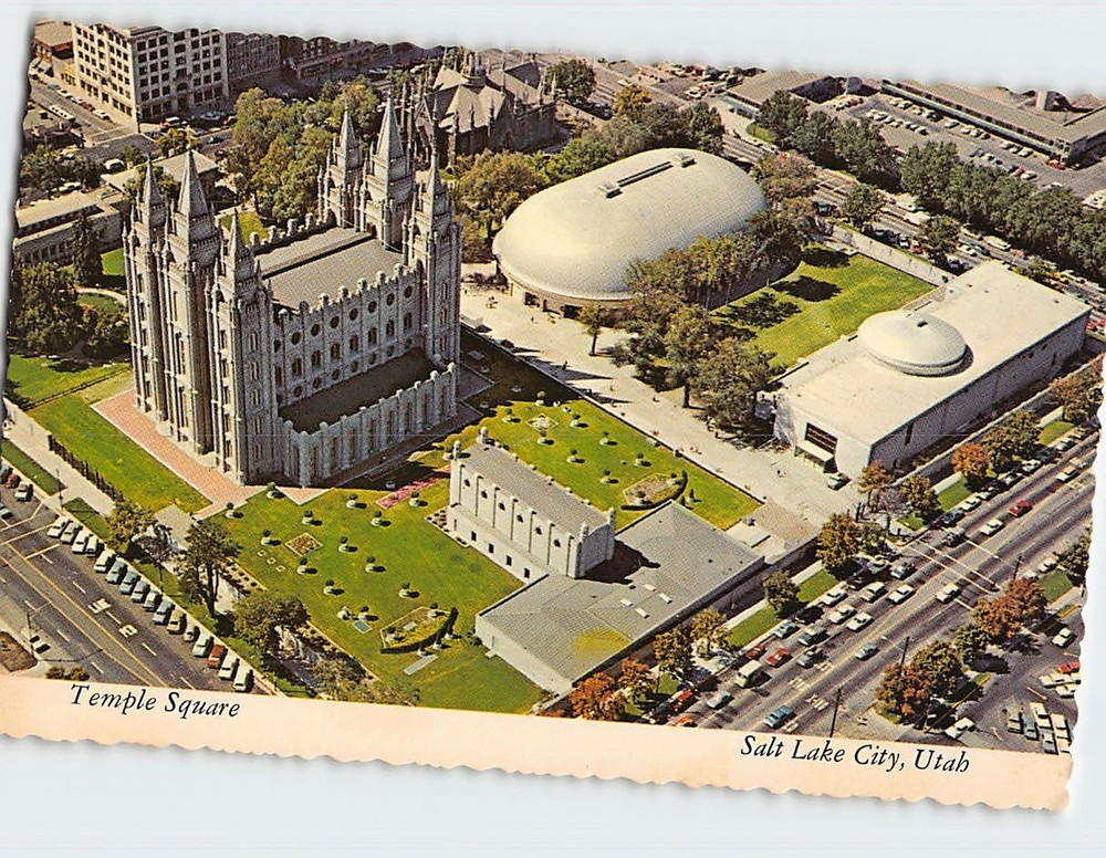Postcard Aerial View Temple Square Salt Lake City Utah USA