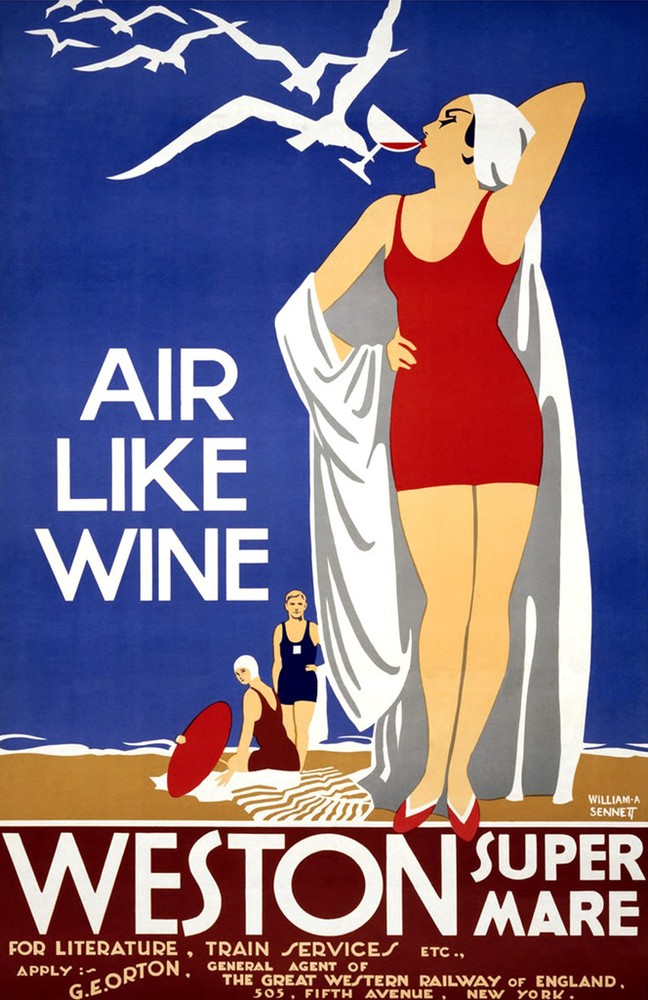 Cool Retro Travel Poster *FRAMED* CANVAS ART Art Deco Beach England UK 16