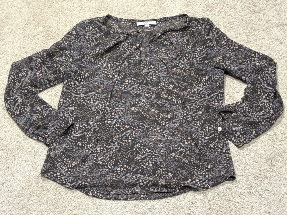 Loft Womens Shirt Size Medium Multicolor Floral Print Lightweight Flowy Dressy