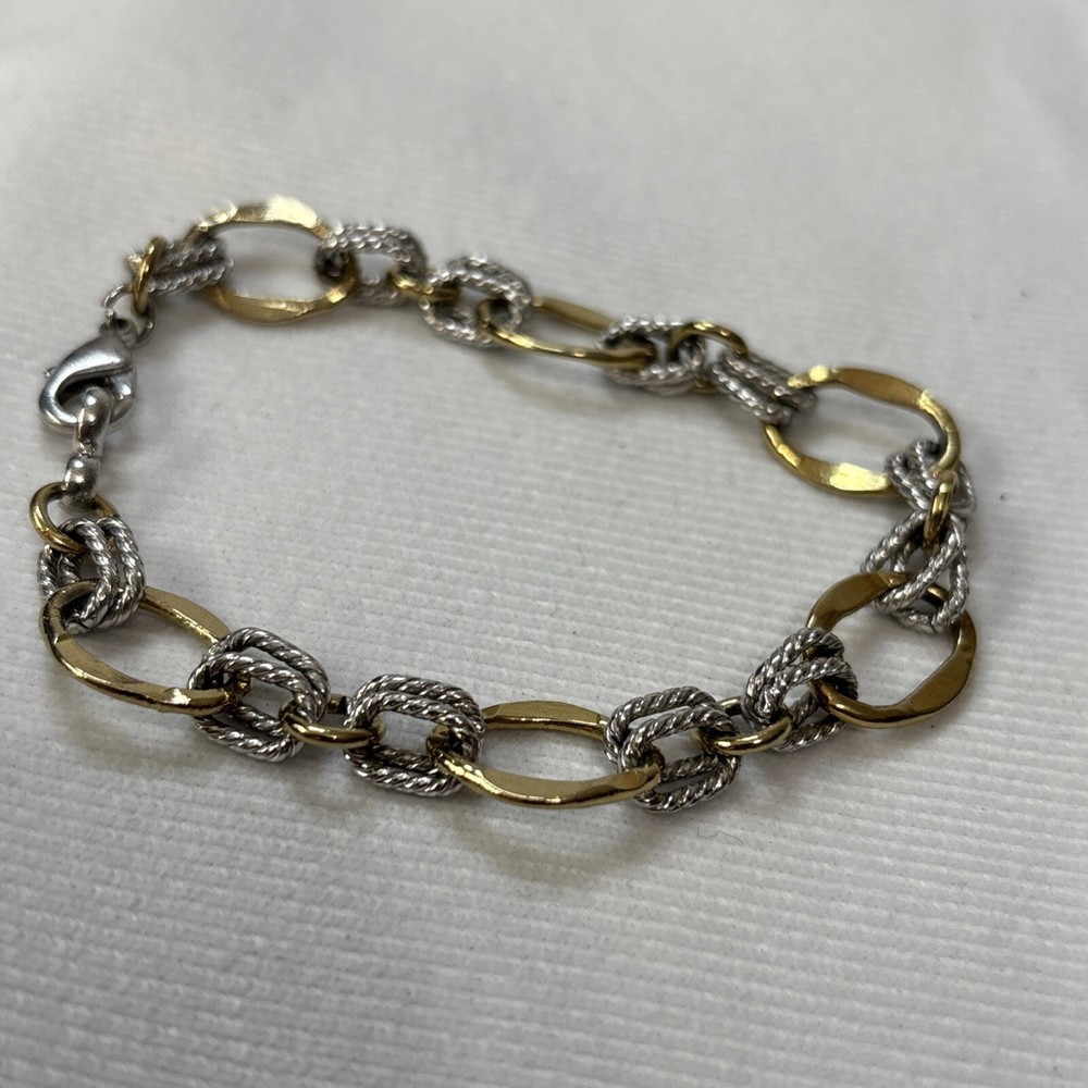 Gold And Silver Tone Rope double link chain bracelet