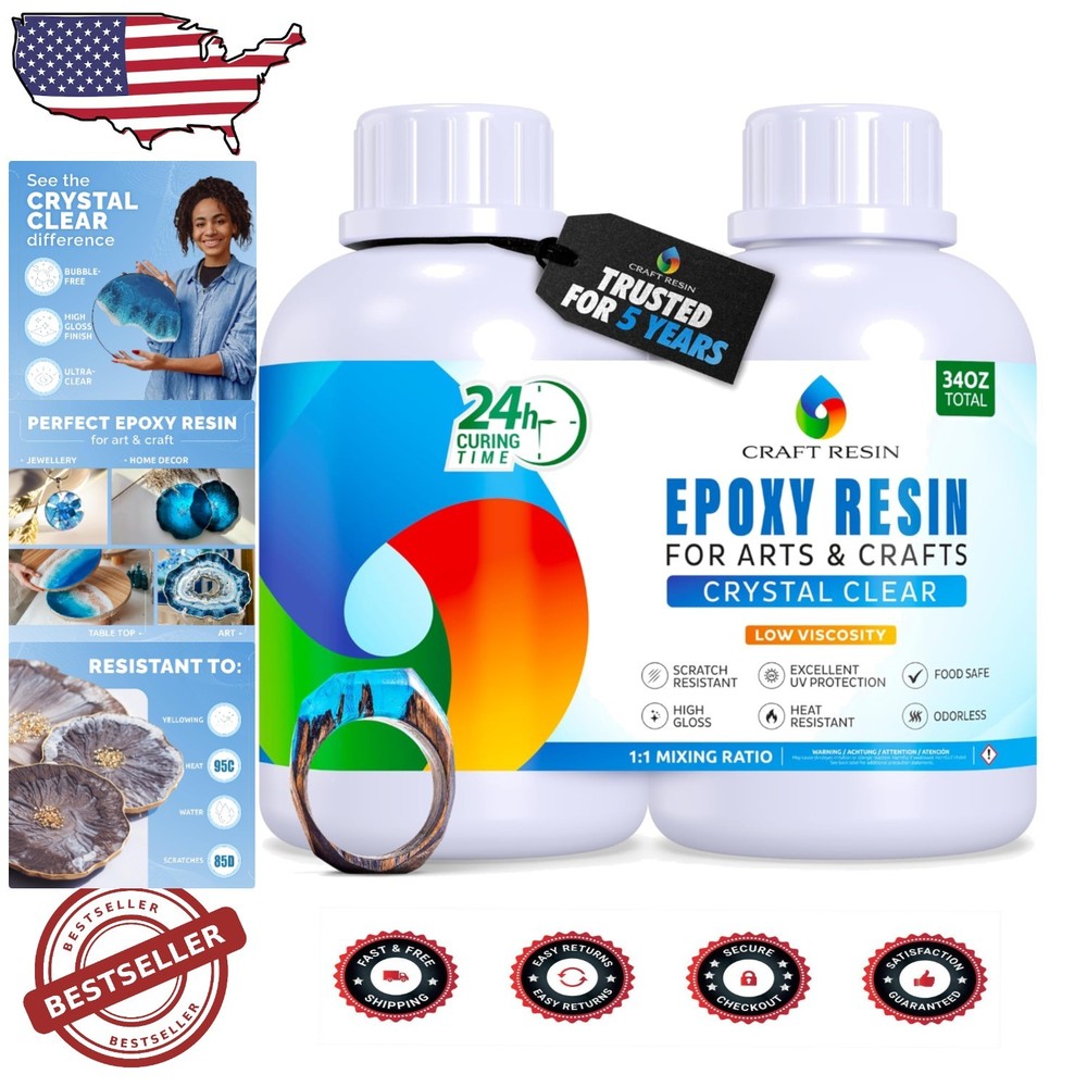Fast-Curing Food Safe Epoxy Resin Kit for Coasters and Craft Projects  