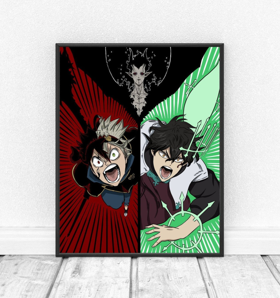 Asta and Yuno Poster Black Clover Anime Art Print Magic Knight Wall Decor Art