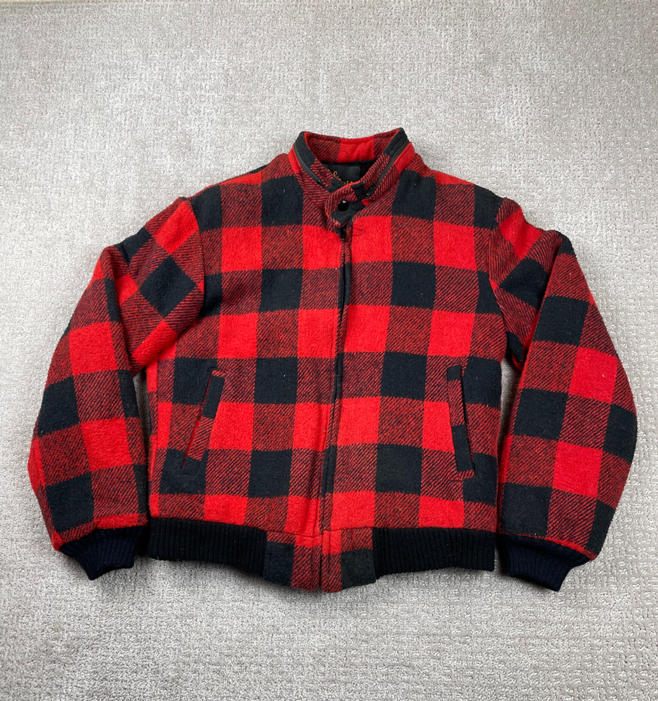 Vintage 70s Cal Craft Jacket Mens M? Buffalo Plaid Wool Sherpa Outdoors Hunt USA