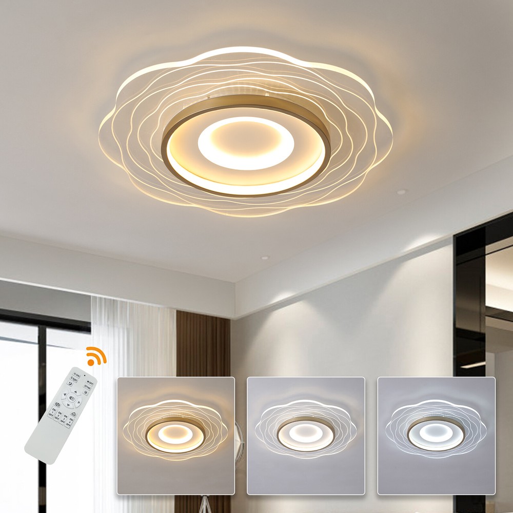 23-Inch Modern LED Ring Chandelier Flush Mount Ceiling Light with Remote Control