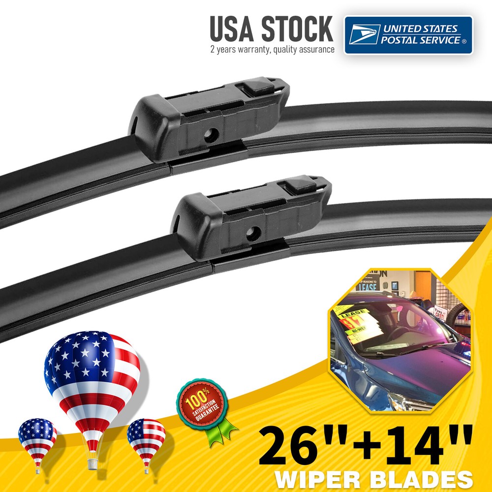 OEM Bracketless Front Windshield Wiper Blades 26 and 14 Inch Rubber