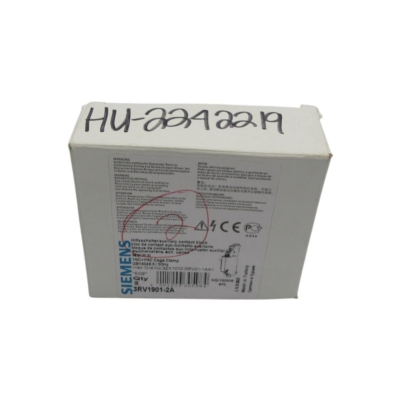 Siemens 3Rv1901-2A (Pkg Of 2) Nsmp