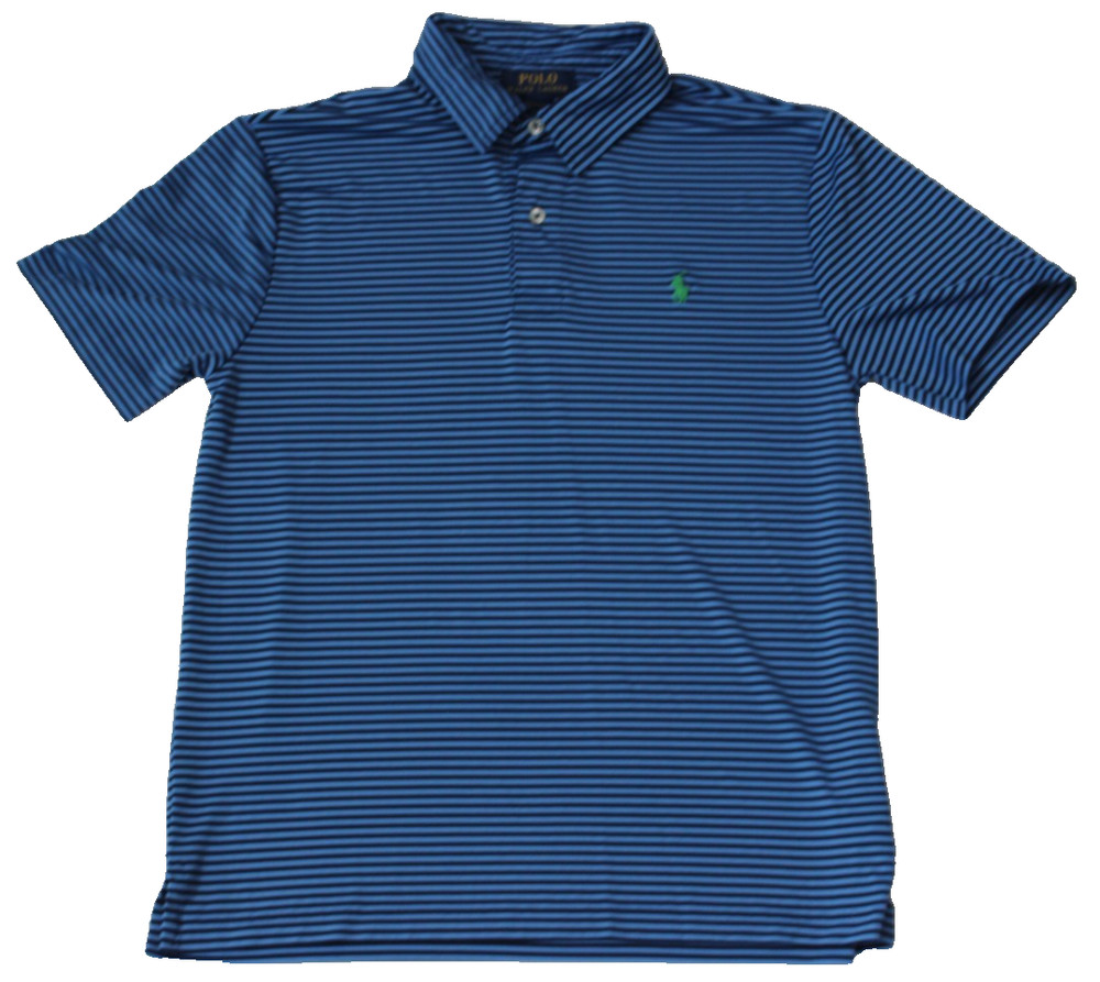 Polo Ralph Lauren Boys' Polo Shirt Size L (14-16) Blue Striped Short Sleeve