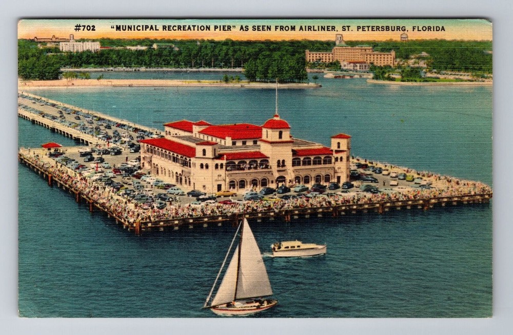 St Petersburg FL-Florida, Municipal Recreation Pier, Antique Vintage Postcard