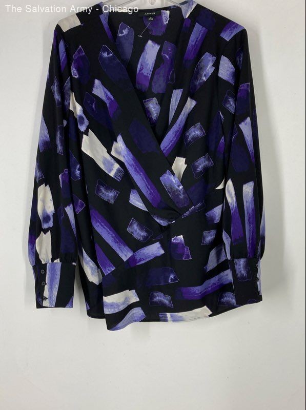 Alfani Womens Multicolor Long Sleeve Surplice Neck Pullover Blouse Top Size XL
