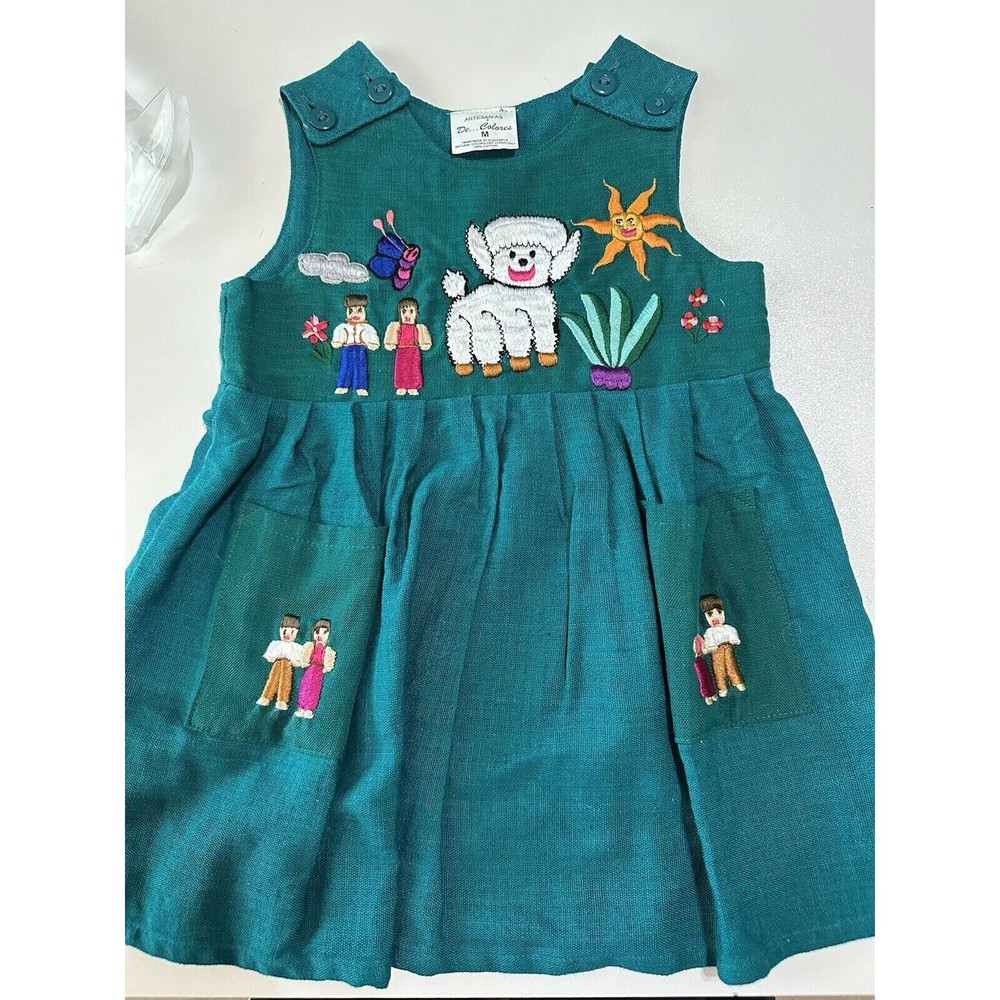Colombian Vintage 80s hand embroidery girls matching Dress And Vest set size 5/5