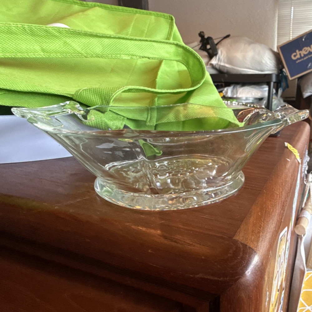 Unmarked Clear Pressed Glass Grapes Pattern Round Decorative Serving Bowl
