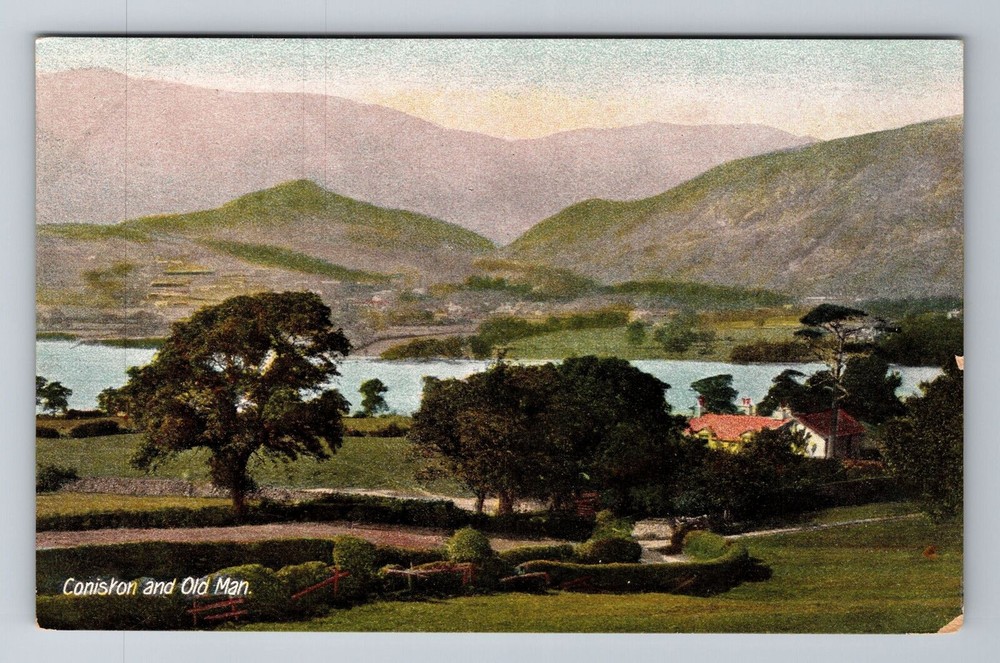 Coniston-England, View Of Village, Antique, Vintage Souvenir Postcard
