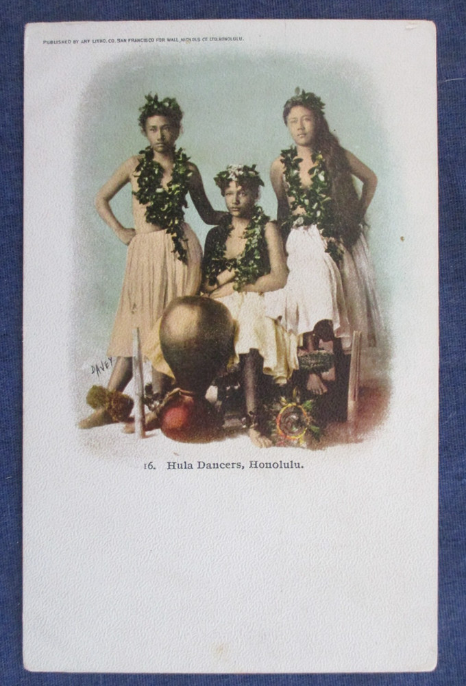 1900s Honolulu Hawaii Hula Dancer Girls Postcard