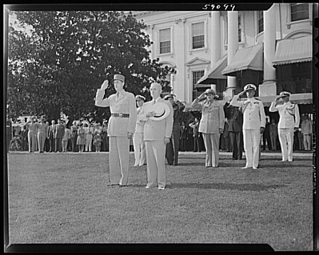 Photo:White House Washington DC 1930s Military Salute Ceremony Lawn