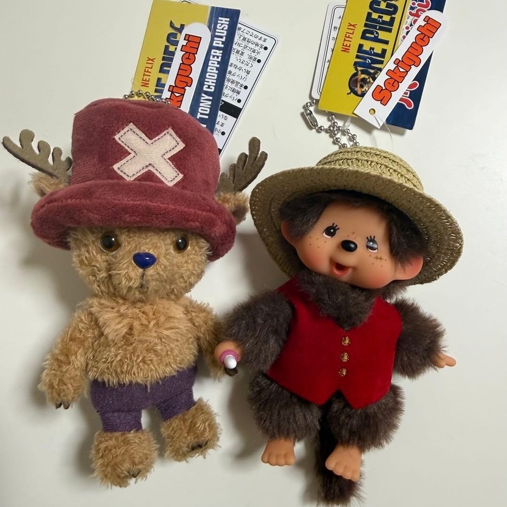 Monchhichi x NETFLIX ONE PIECE Season 2 Luffy Chopper Keychain Set of 2