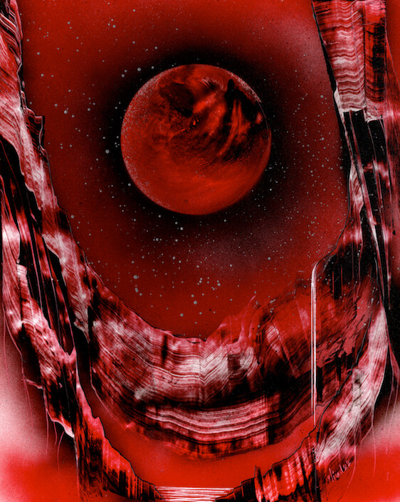 Original Lagoon Landscape scene in Red color signed by artist Jason Girard.