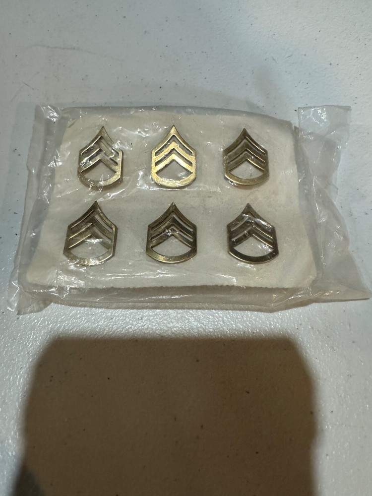 USGI issue sta-brite e6 staff sergeant pin on dress uniform rank 1 SET OF PINS