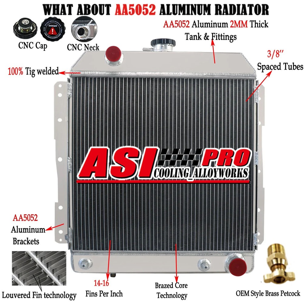 ASI 3 Row Radiator Fit 1958 Chevy Bel Air Biscayne Impala 4.6L V8 Engine US