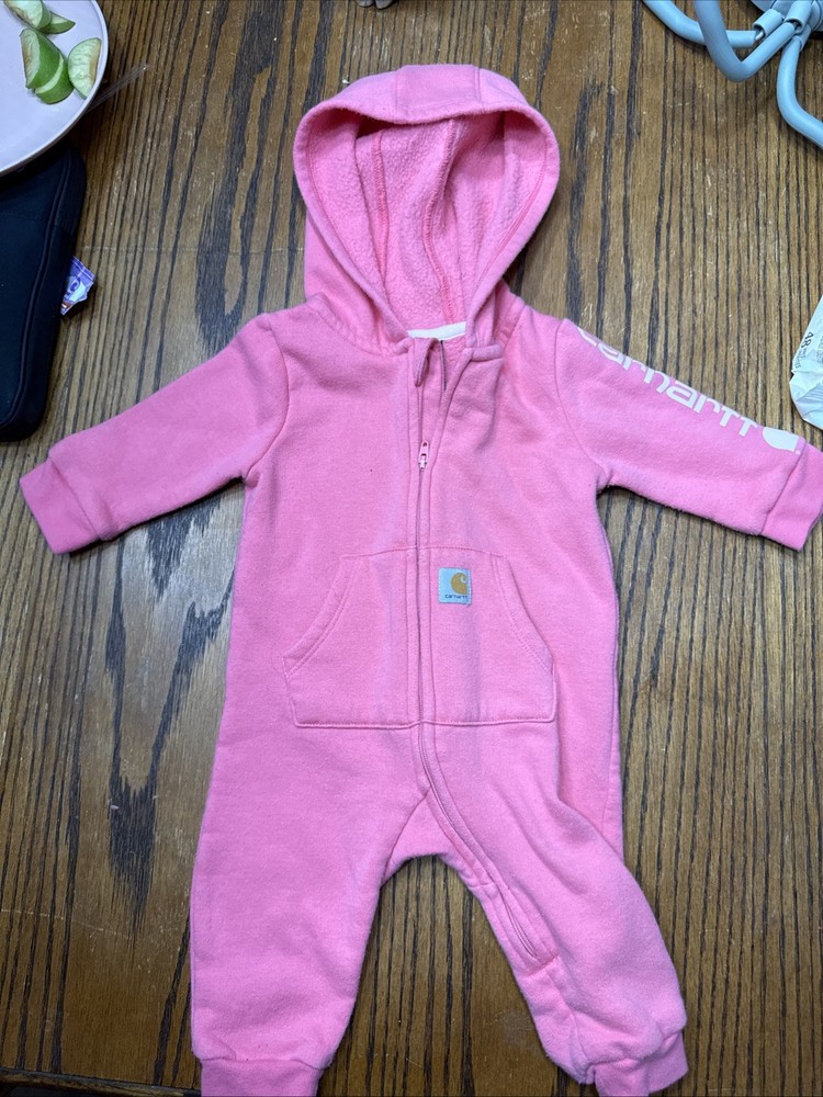 Carhartt Fleece Zip-Front Coveralls One Piece Pink Baby 3 Months