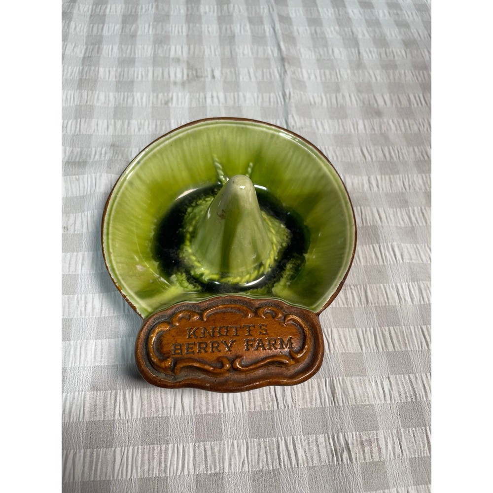 Vintage Knott's Berry Farm Treasure Craft Sombrero Ceramic Ashtray Green Brown