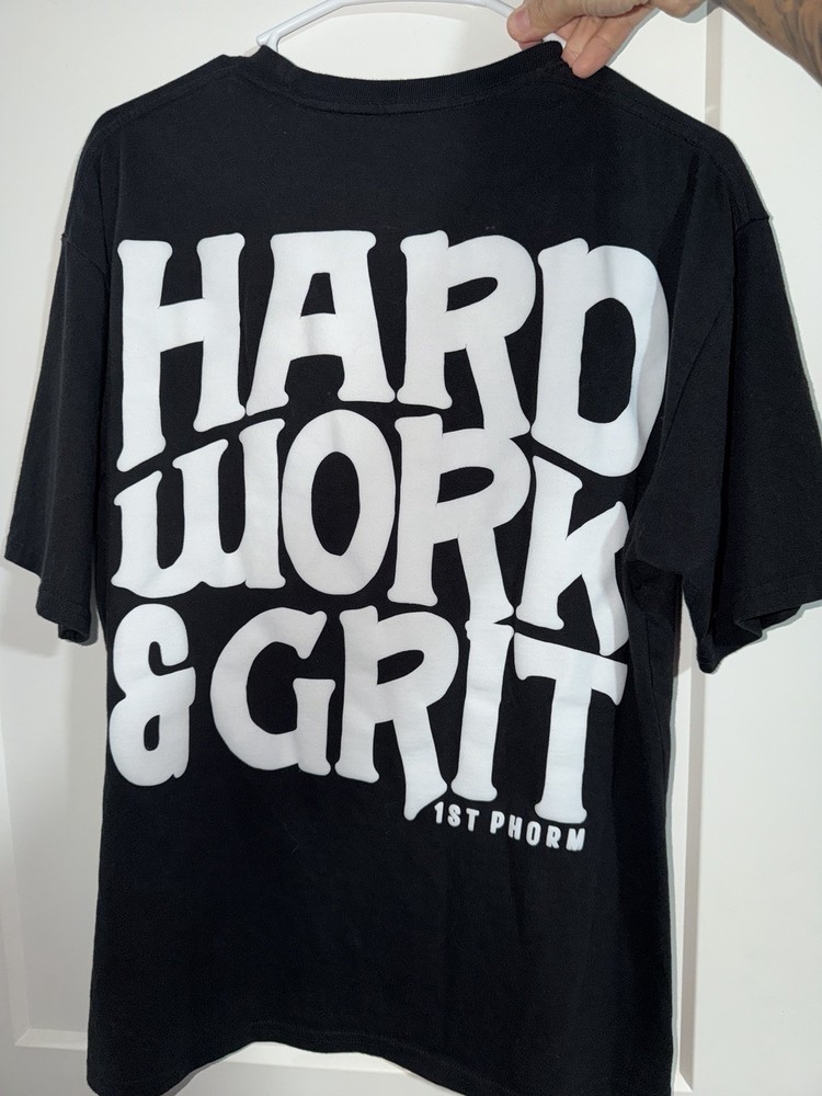1st Phorm Hard Work & Grit Black Oversized Pump Cover T Shirt