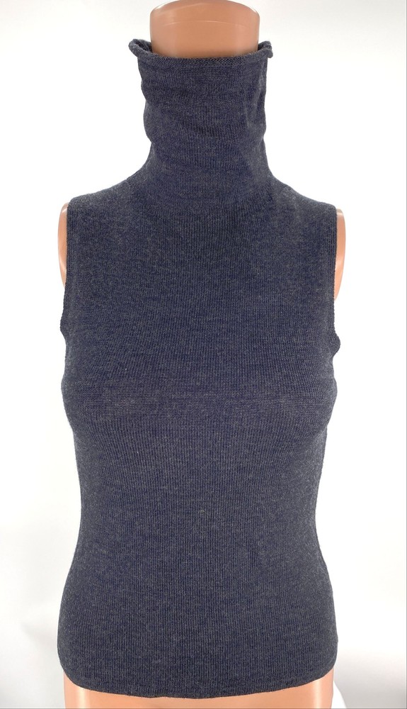 Staud Women's Canal Top With Detachable Scarf Charcol Size XS Wool Turtleneck