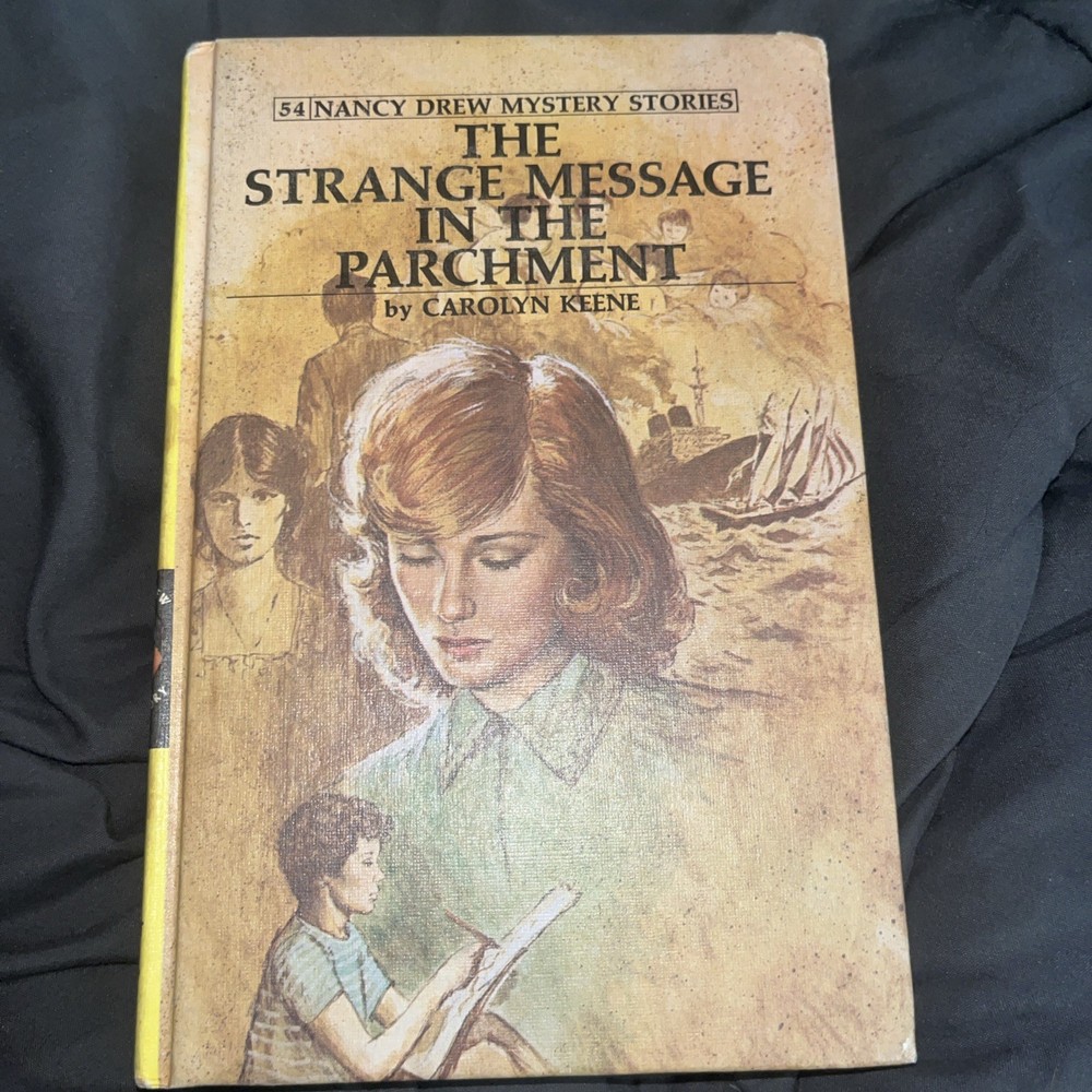 NANCY DREW #54:  THE STRANGE MESSAGE IN THE PARCHMENT by Carolyn Keene 1977A 1st