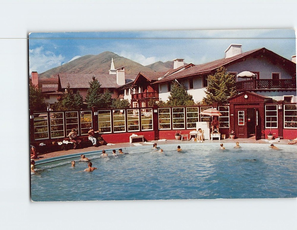 Postcard The Glassed-in Warm Water Pool at Challenger Inn Sun Valley USA