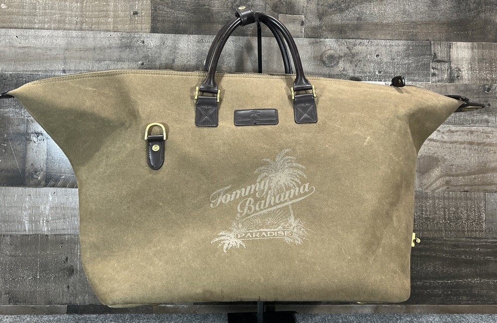 Tommy Bahama Brown Canvas Weekender Duffel Bag for Travel