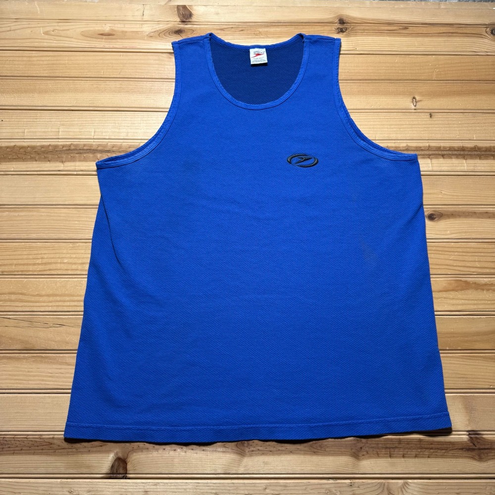Vintage 90s Speedo Embroidered Logo Swimming Surf Athletic Tank Top Blue USA XL