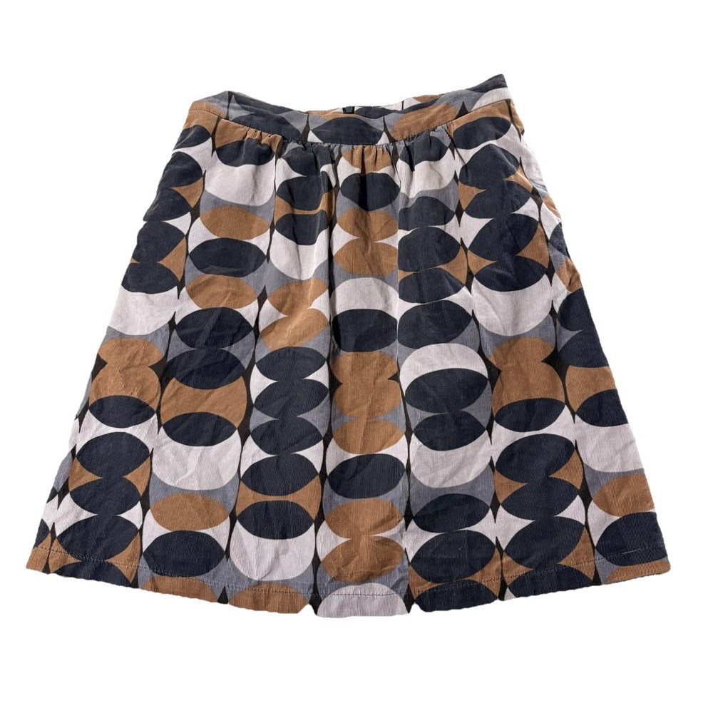Boden Corduroy Skirt Womens Multicolor Sz 6L Retro Geometric A Line 100% Cotton