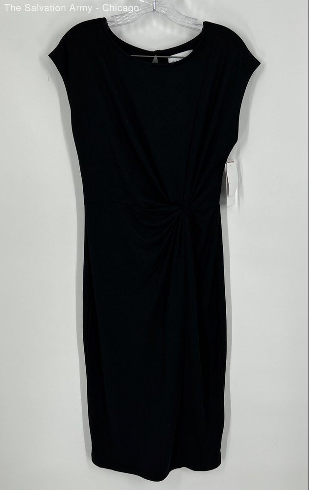 Nordstrom Rack Womens Black Round Neck Short Sleeve Sheath Dress Size XS