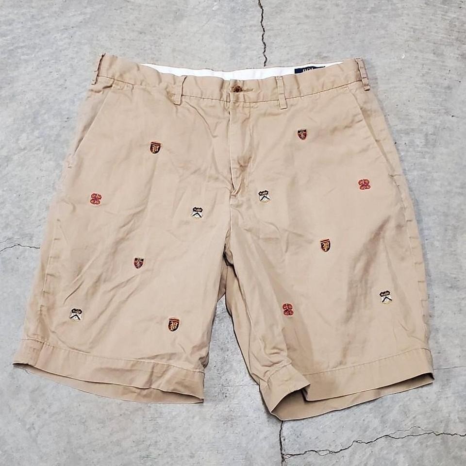 Polo Ralph Lauren All Over Embroidered Relax Fit Tan Chino Shorts