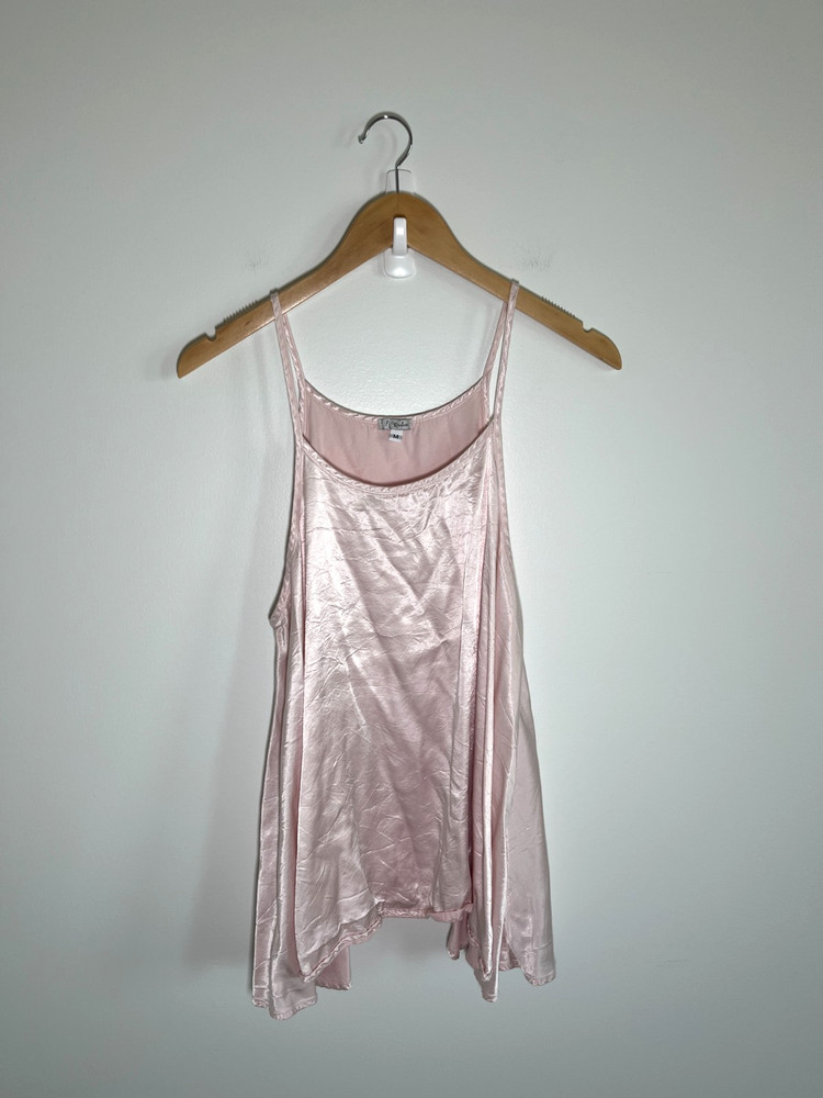 Coquette Fairy Dainty Balletcore Asymmetrical Satin Womens Cami Top Pink M