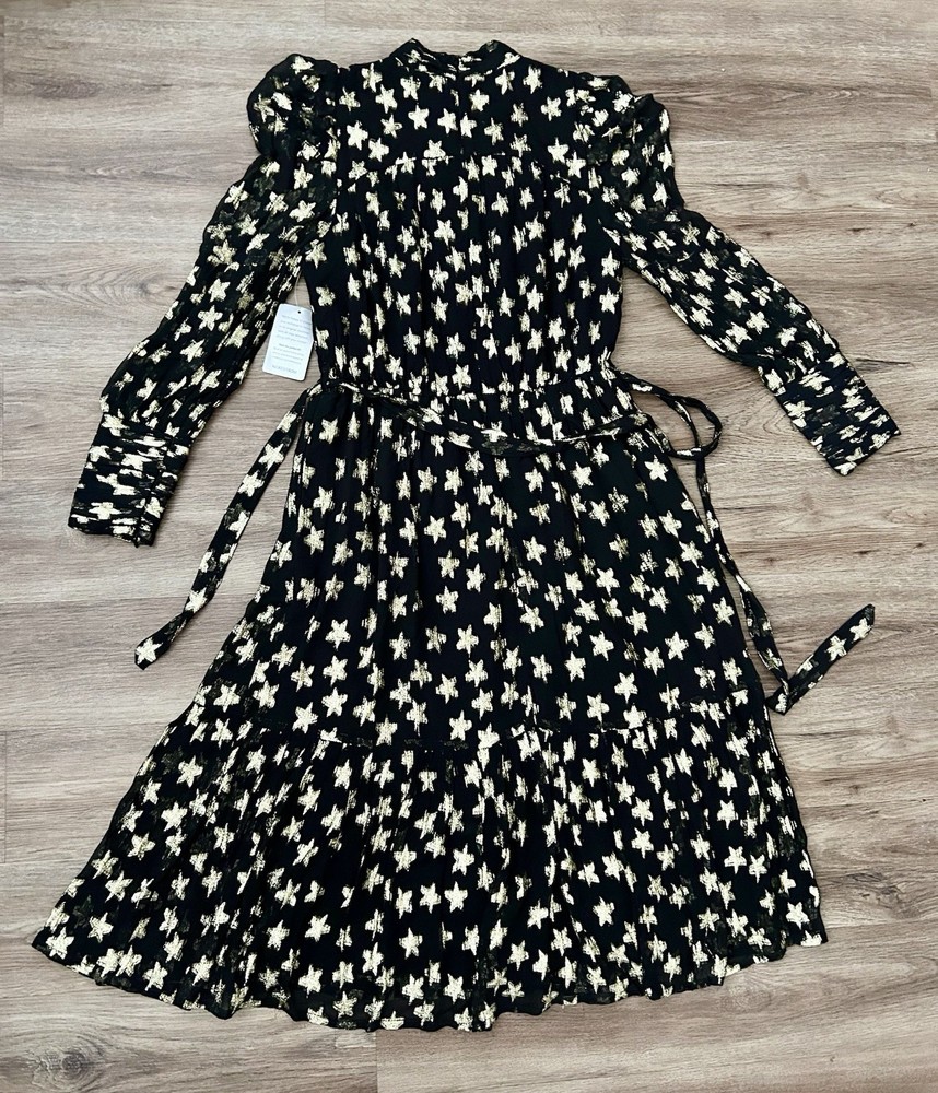 Ciebon Adelle NWT Metallic Star Print Long Sleeve Midi Dress. Size M New